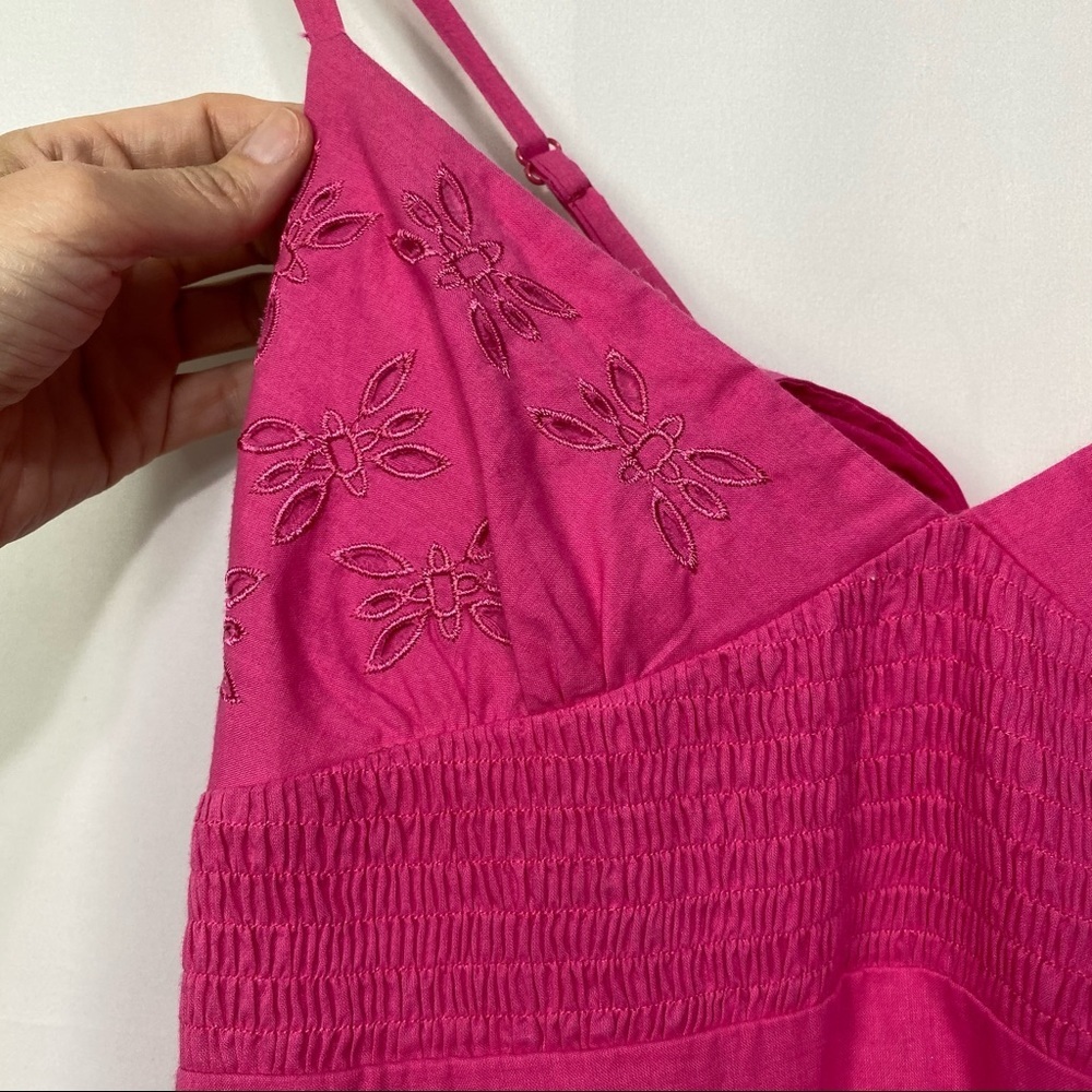 NWT- Manito Trend-Fuchsia Solid Eyelit Tie back Dress -M - Picture 6 of 14